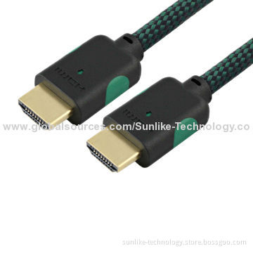 HDMI Cable, Double Color Molding, with RoHS Mark, 24K Gold-plated Connector